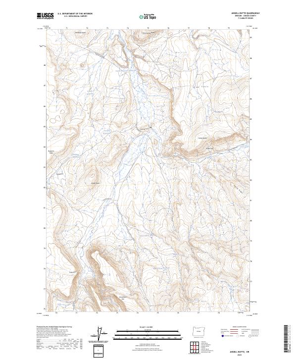 US Topo 7.5-minute map for Angell Butte OR