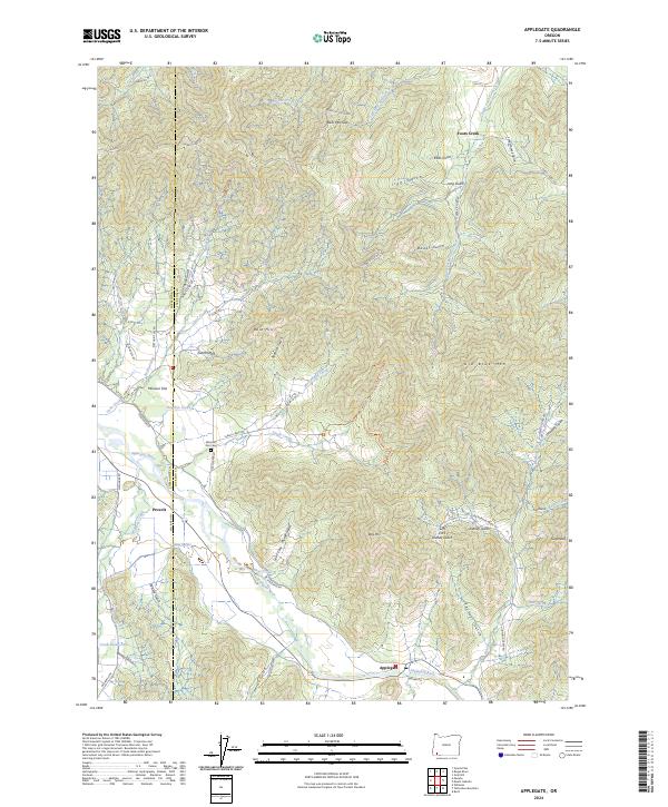 US Topo 7.5-minute map for Applegate OR