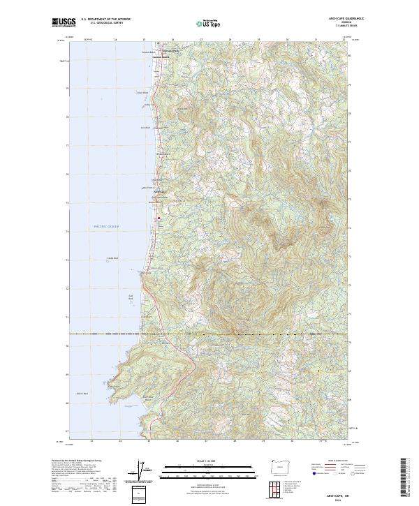 US Topo 7.5-minute map for Arch Cape OR