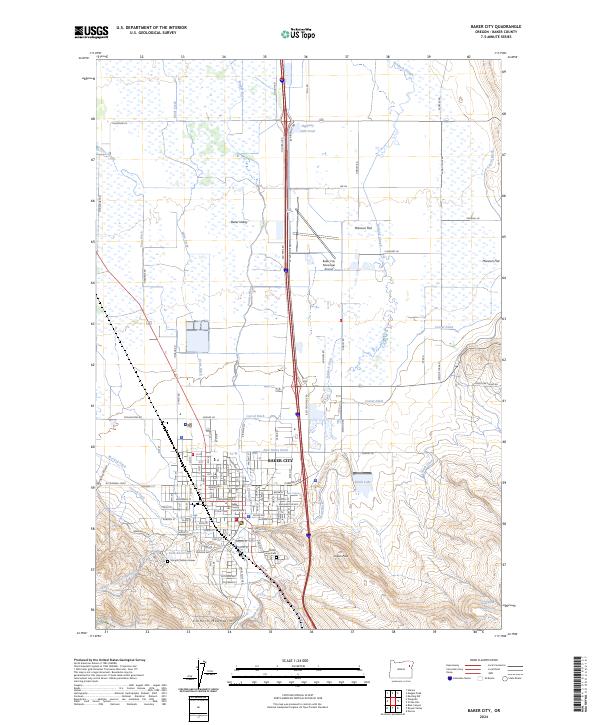 US Topo 7.5-minute map for Baker City OR – American Map Store