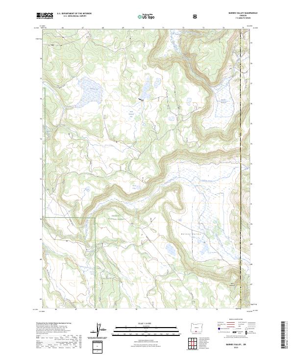 US Topo 7.5-minute map for Barnes Valley OR