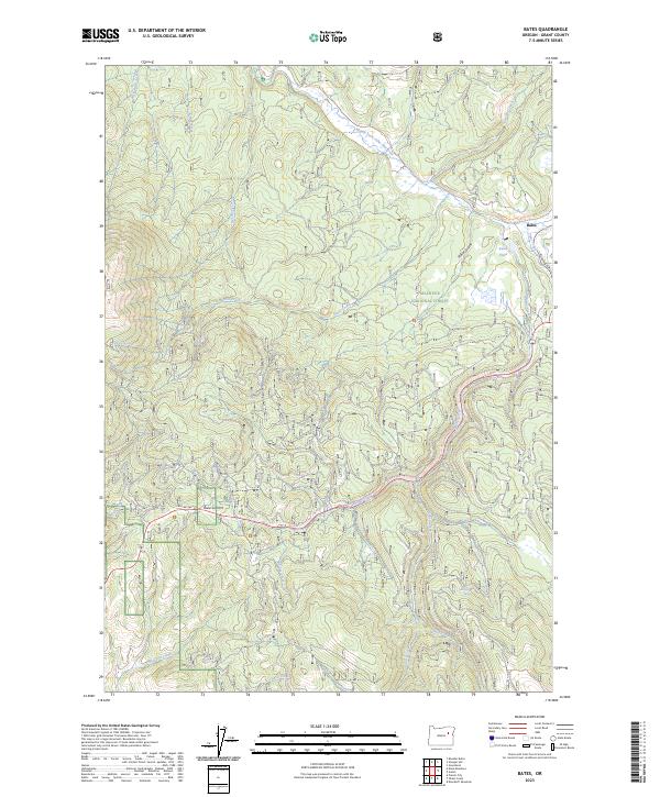 US Topo 7.5-minute map for Bates OR