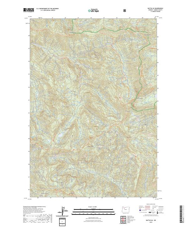 US Topo 7.5-minute map for Battle Ax OR