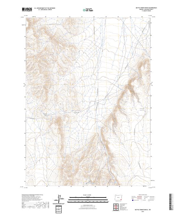 US Topo 7.5-minute map for Battle Creek Ranch OR