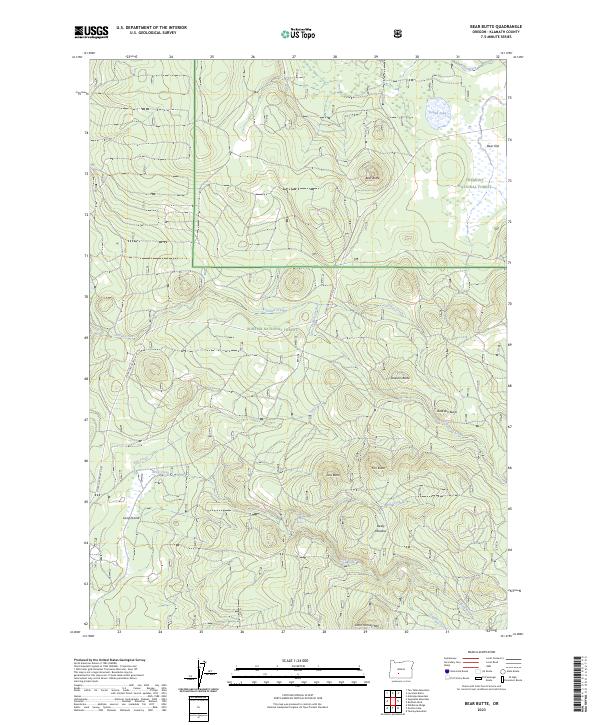 US Topo 7.5-minute map for Bear Butte OR