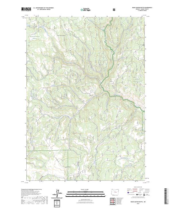 US Topo 7.5-minute map for Bear Canyon Butte OR