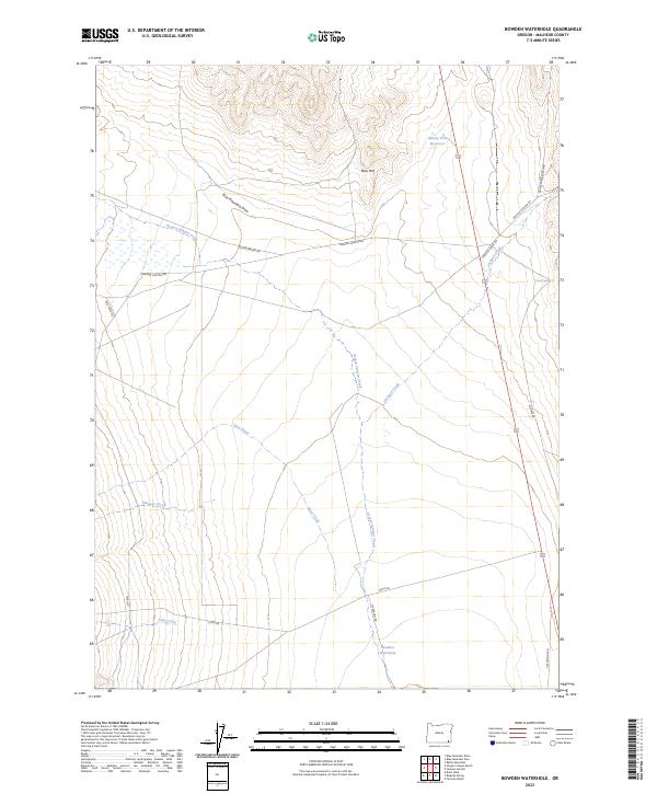 US Topo 7.5-minute map for Bowden Waterhole OR
