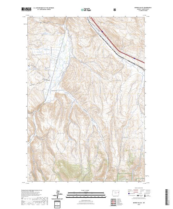 US Topo 7.5-minute map for Bowen Valley OR