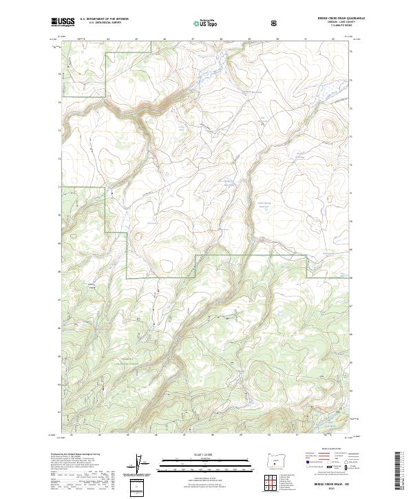 US Topo 7.5-minute map for Bridge Creek Draw OR