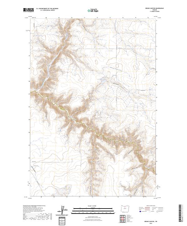 US Topo 7.5-minute map for Bronx Canyon OR