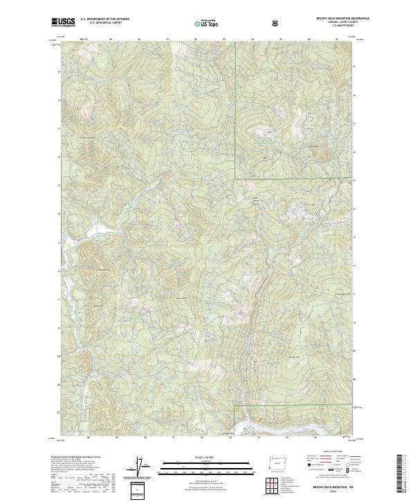 US Topo 7.5-minute map for Brushy Bald Mountain OR