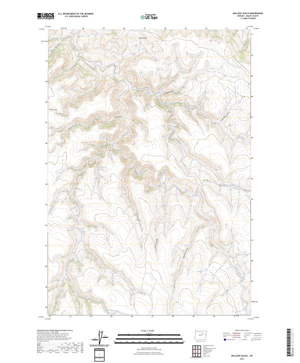 US Topo 7.5-minute map for Bullock Gulch OR