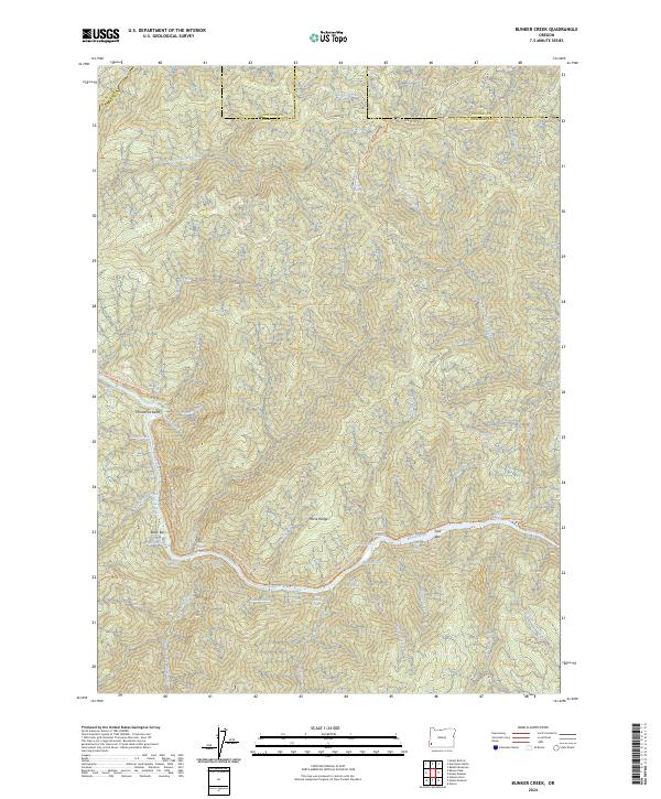 US Topo 7.5-minute map for Bunker Creek OR