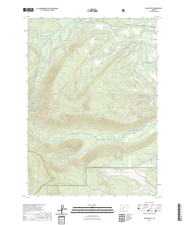 US Topo 7.5-minute map for Burn Butte OR