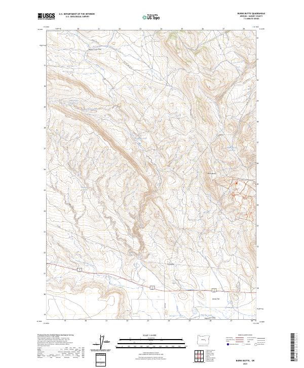 US Topo 7.5-minute map for Burns Butte OR