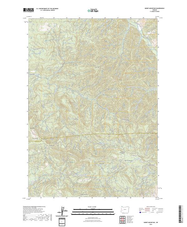 US Topo 7.5-minute map for Burnt Mountain OR