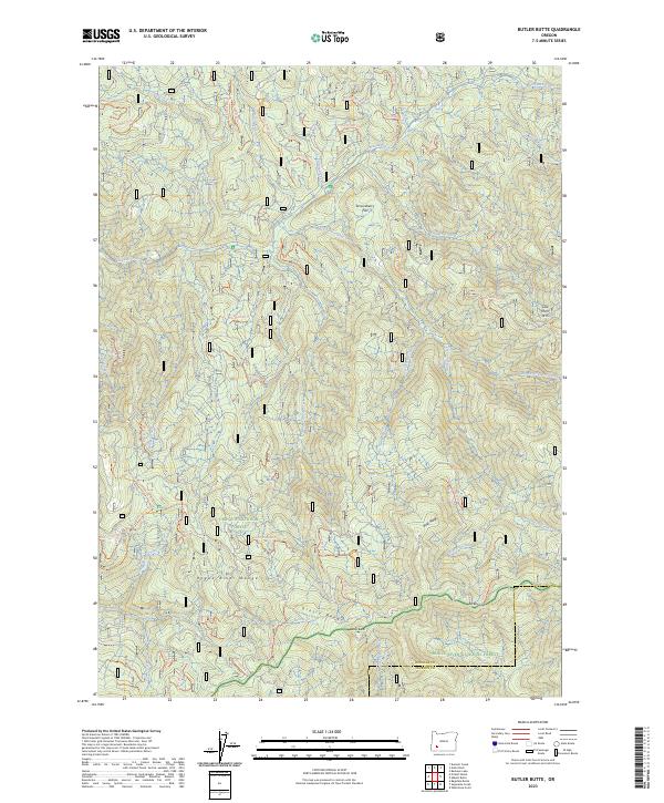 US Topo 7.5-minute map for Butler Butte OR