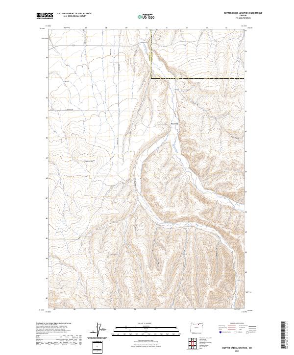 US Topo 7.5-minute map for Butter Creek Junction OR