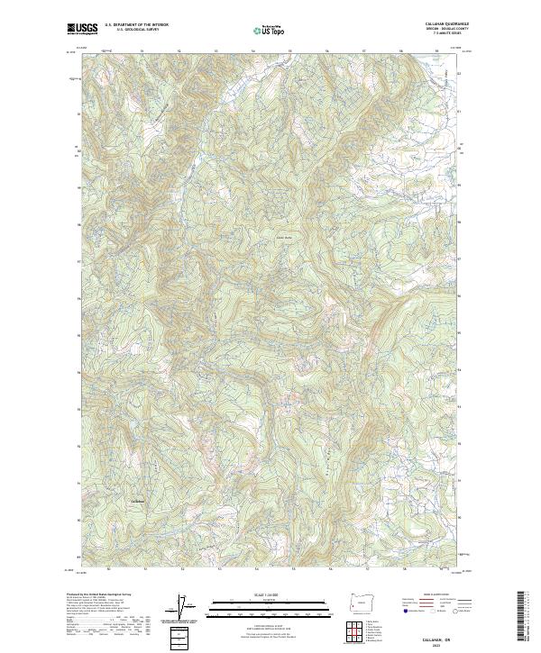 US Topo 7.5-minute map for Callahan OR – American Map Store
