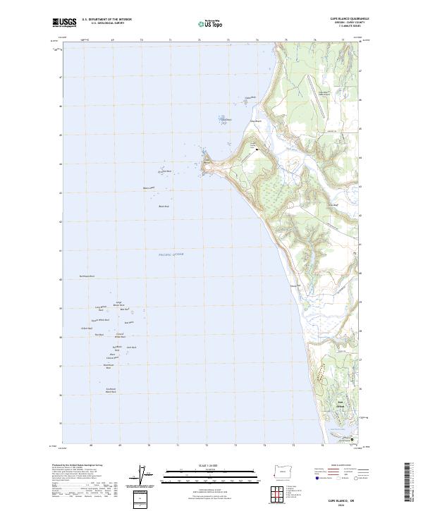 US Topo 7.5-minute map for Cape Blanco OR