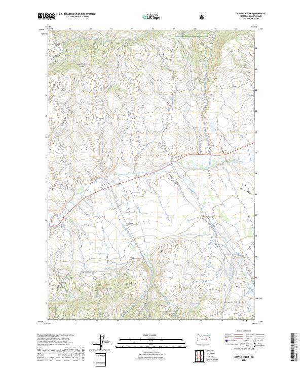 US Topo 7.5-minute map for Castle Creek OR