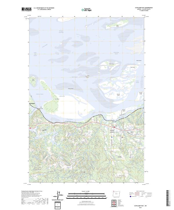 US Topo 7.5-minute map for Cathlamet Bay OR