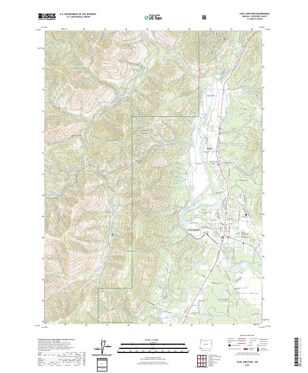US Topo 7.5-minute map for Cave Junction OR