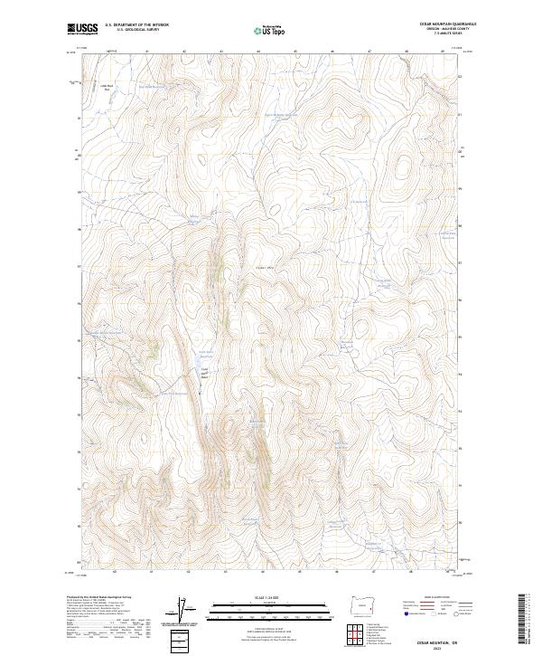 US Topo 7.5-minute map for Cedar Mountain OR