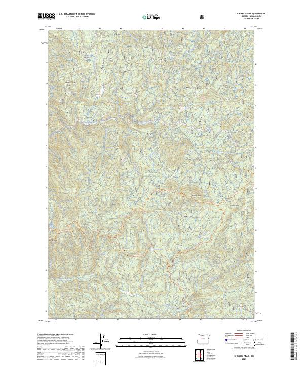US Topo 7.5-minute map for Chimney Peak OR