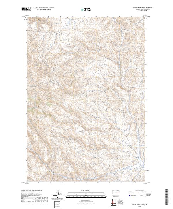 US Topo 7.5-minute map for Clover Creek Ranch OR