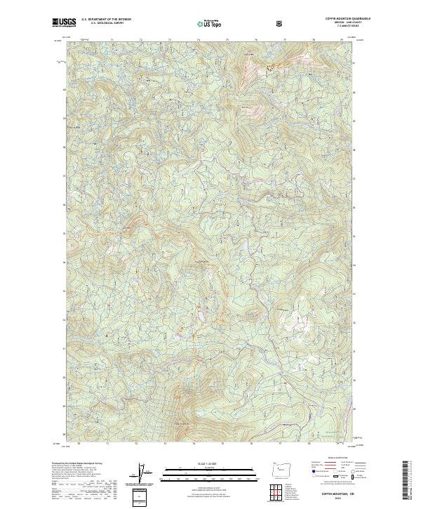 US Topo 7.5-minute map for Coffin Mountain OR