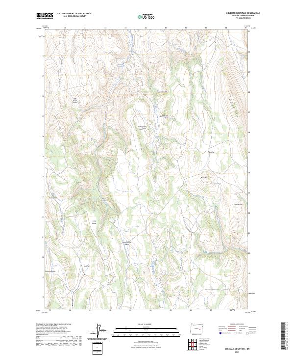 US Topo 7.5-minute map for Coleman Mountain OR