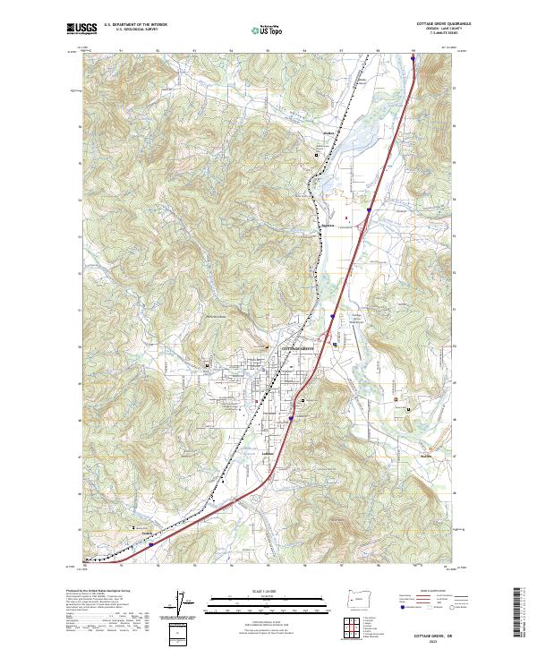 US Topo 7.5-minute map for Cottage Grove OR