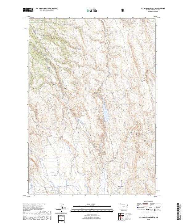 US Topo 7.5-minute map for Cottonwood Reservoir OR