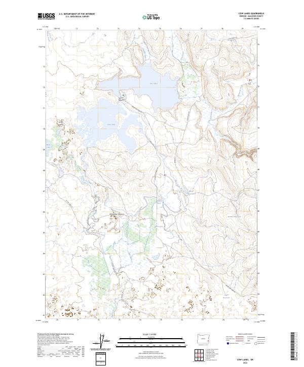 US Topo 7.5-minute map for Cow Lakes OR