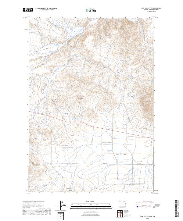 US Topo 7.5-minute map for Cow Valley West OR