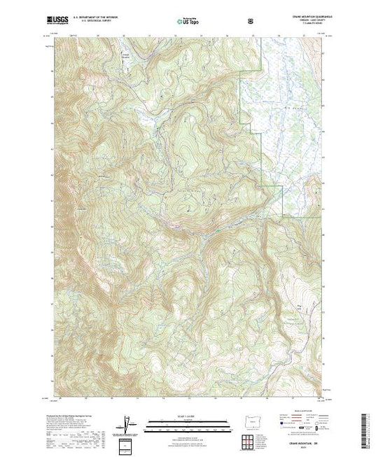 US Topo 7.5-minute map for Crane Mountain OR – American Map Store