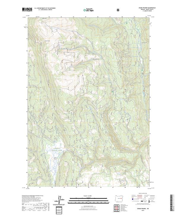 US Topo 7.5-minute map for Crane Prairie OR