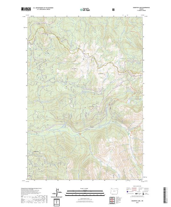 US Topo 7.5-minute map for Crawfish Lake OR