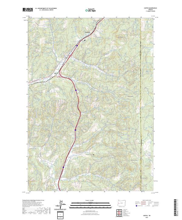 US Topo 7.5-minute map for Curtin OR