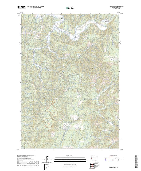 US Topo 7.5-minute map for Daniels Creek OR
