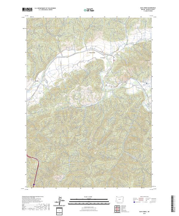 US Topo 7.5-minute map for Days Creek OR