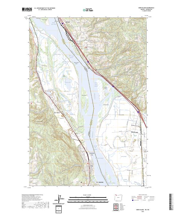 US Topo 7.5-minute map for Deer Island ORWA