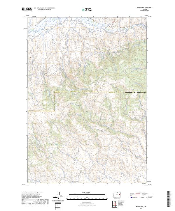 US Topo 7.5-minute map for Devils Heel OR
