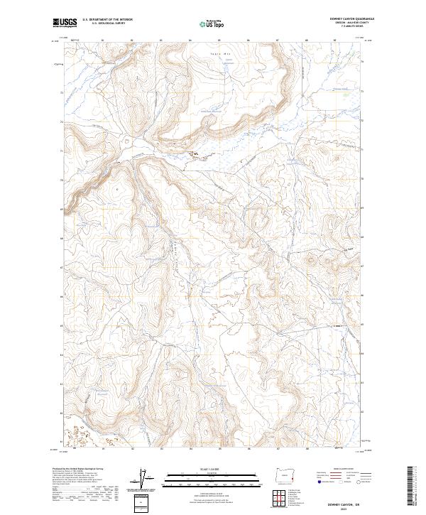 US Topo 7.5-minute map for Downey Canyon OR