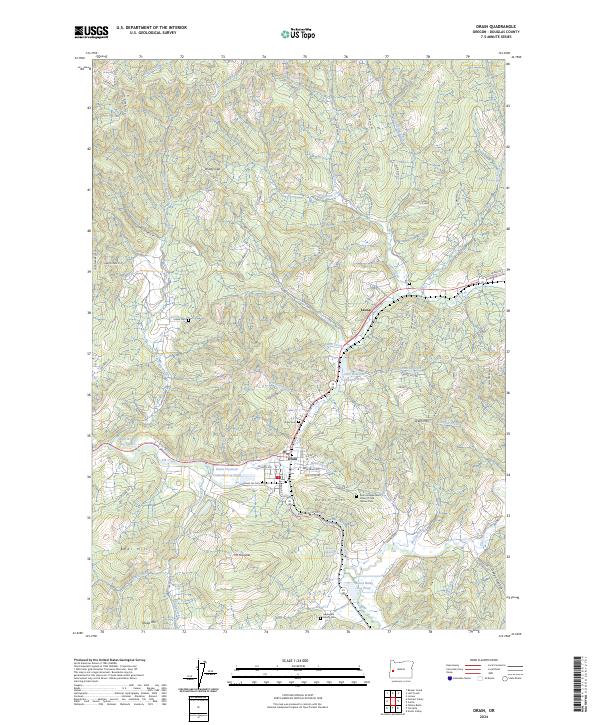 US Topo 7.5-minute map for Drain OR