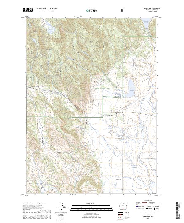 US Topo 7.5-minute map for Drews Gap OR