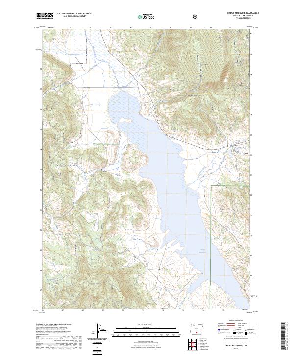 US Topo 7.5-minute map for Drews Reservoir OR