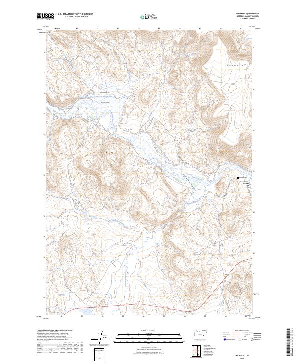 US Topo 7.5-minute map for Drewsey OR
