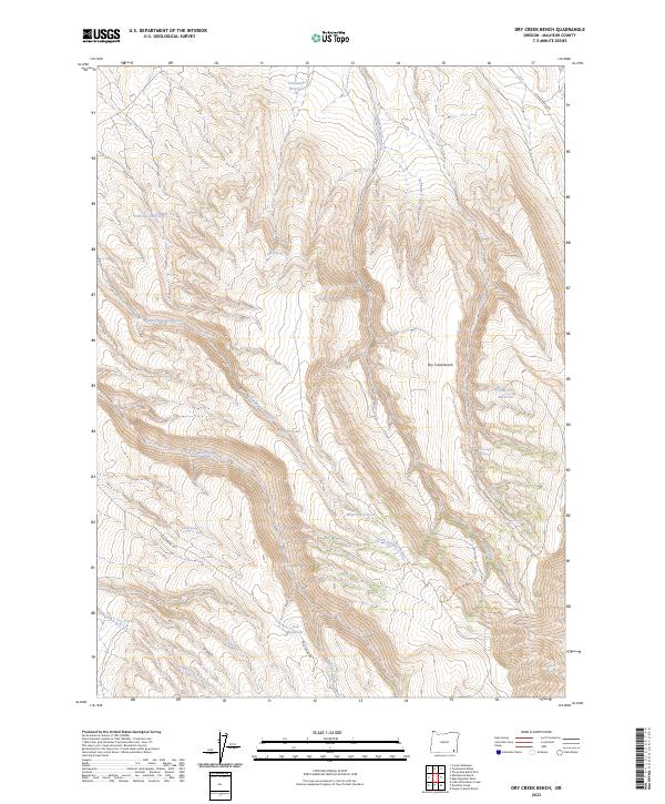 US Topo 7.5-minute map for Dry Creek Bench OR